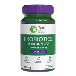 Pure Nutrition Probiotics 25 billion CFU + prebiotics 250 mg l Prebiotics and Probiotics capsules for women and men to support gut health icon